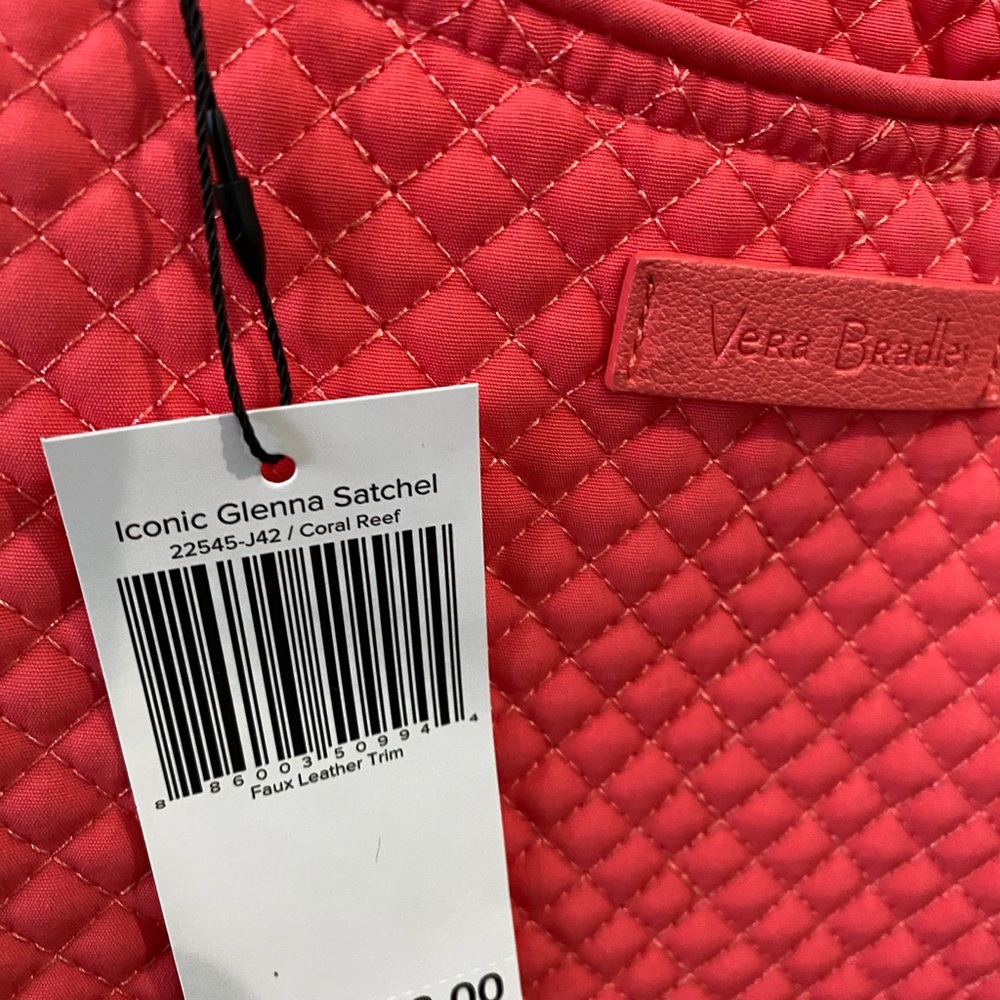 Vera Bradley Iconic Glenna Satchel, CORAL Reef - Picture 2 of 7